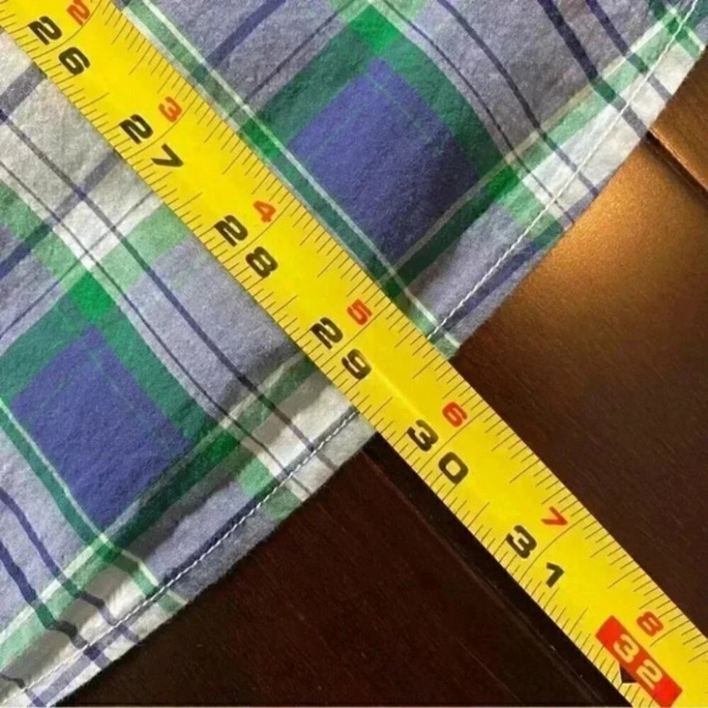 Tommy Hilfiger Mens Short Sleeve Button Down Shirt Cotton Blue Green Plaid Small - Picture 13 of 16